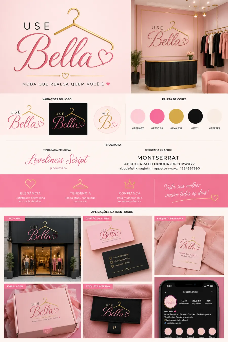 Identidade visual Use Bella criada por Raih Maia