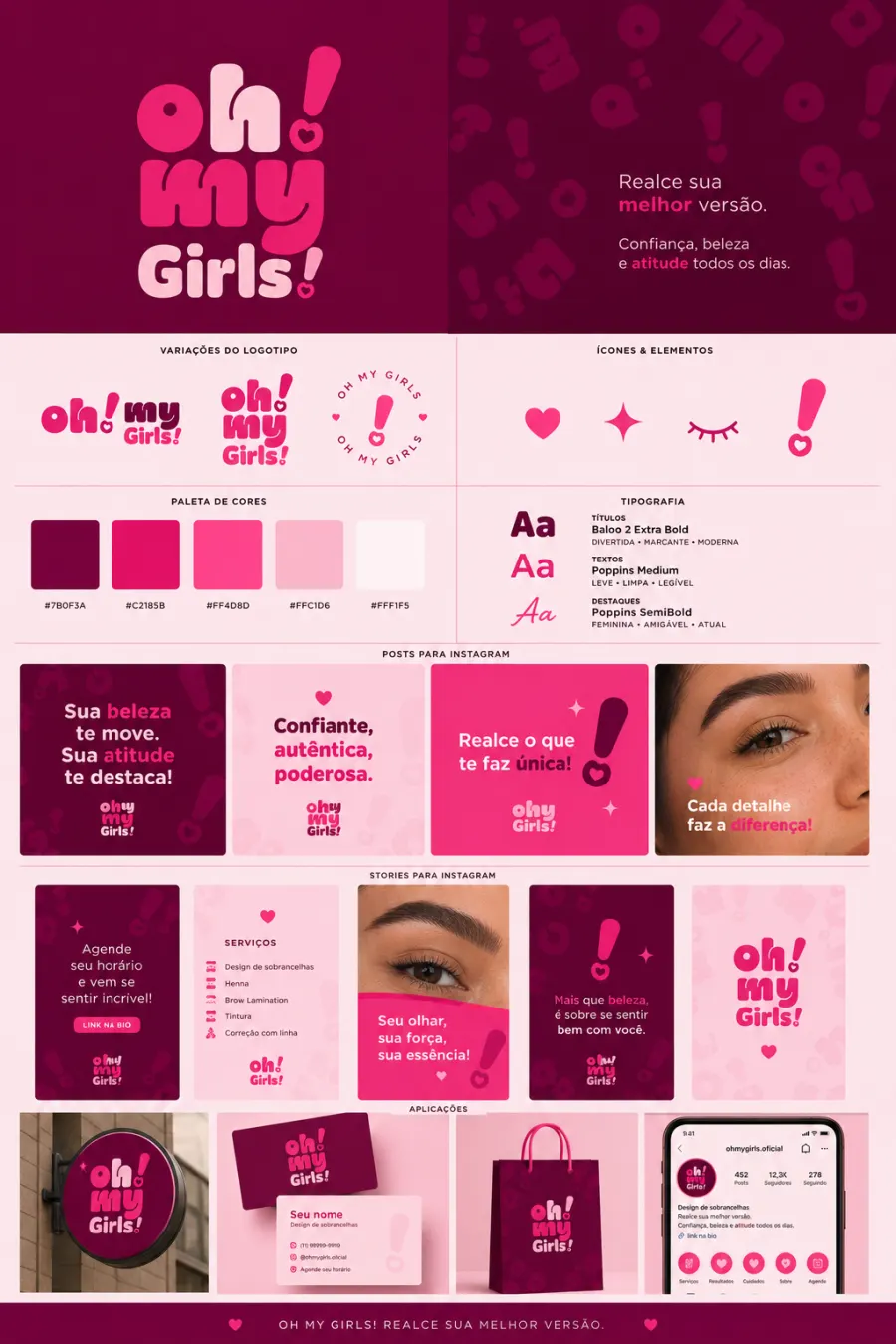 Identidade visual Oh My Girls! criada por Raih Maia