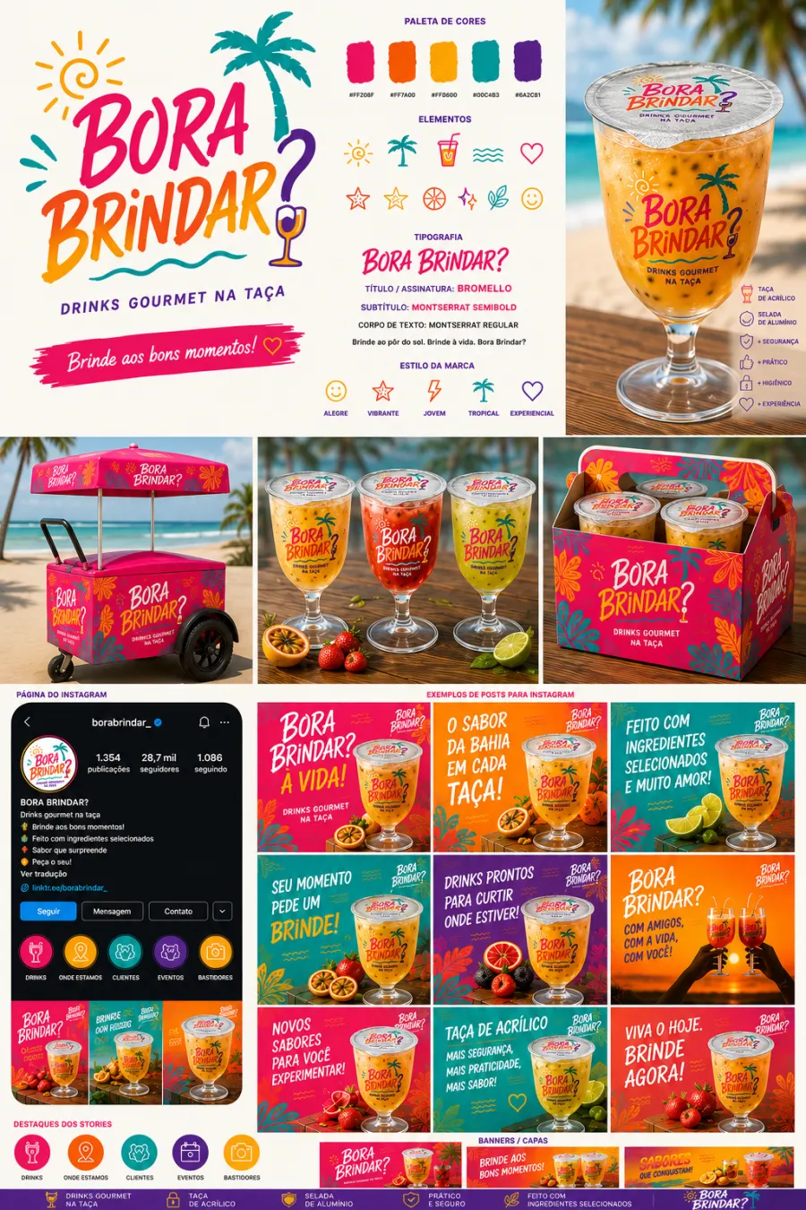 Identidade visual Bora Brindar? criada por Raih Maia
